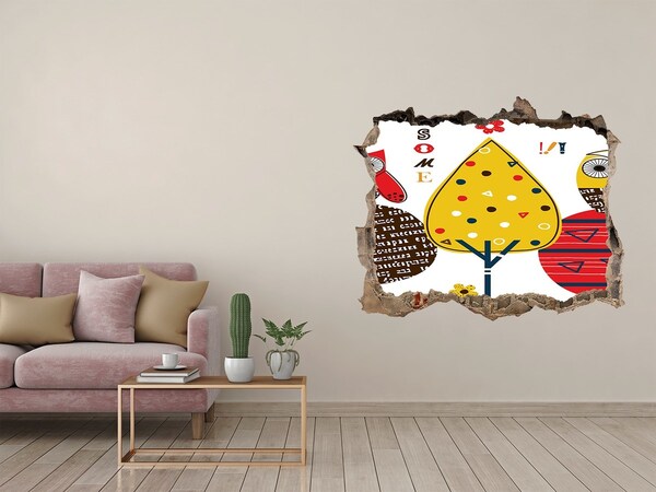 Samolepící nálepka na zeď Farebné stromy v diere v stene