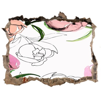 Nálepka 3D díra na zeď Kvetinová nástenná maľba za poškodenou stenou