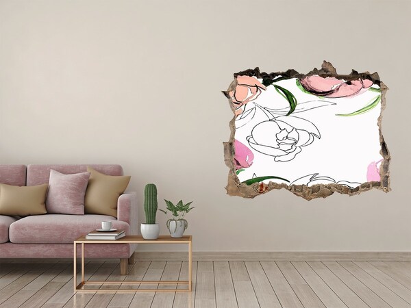 Nálepka 3D díra na zeď Kvetinová nástenná maľba za poškodenou stenou