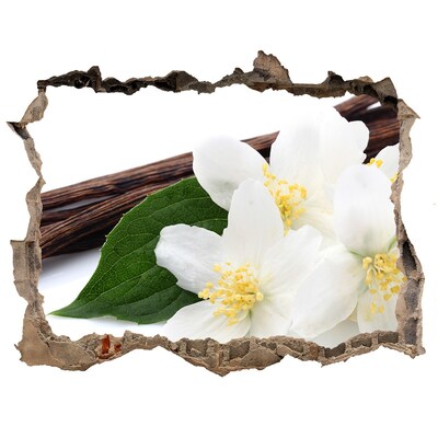 Samolepící díra na stěnu Jazmínové kvety v betóne