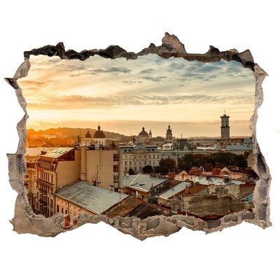 Fototapeta díra na zeď 3D Západ slnka nad mestom