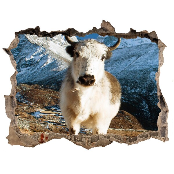 Díra 3D fototapeta nálepka Horský byvol v diere v stene