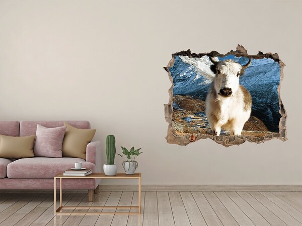 Díra 3D fototapeta nálepka Horský byvol v diere v stene