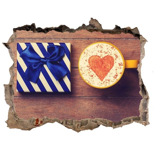 Samolepící nálepka beton Darček ku káve so srdcom