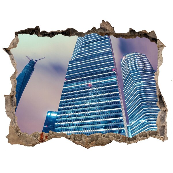 Fototapeta díra na zeď 3D Moderné mesto cez dieru v stene