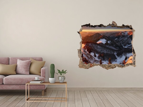Nálepka fototapeta 3D výhled Zima na horách