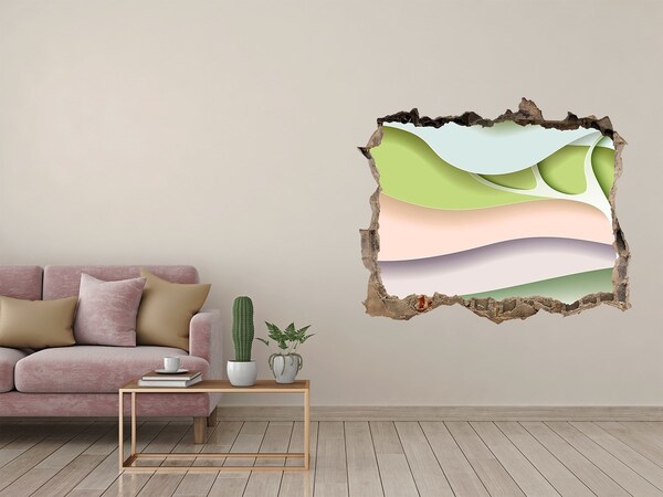 Díra 3D fototapeta nálepka Rozbitá stena s výhľadom na krajinu