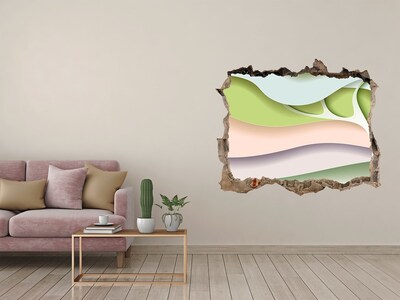 Díra 3D fototapeta nálepka Rozbitá stena s výhľadom na krajinu