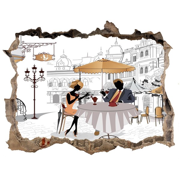 Díra 3D fototapeta nálepka Kaviareň v európskom štýle