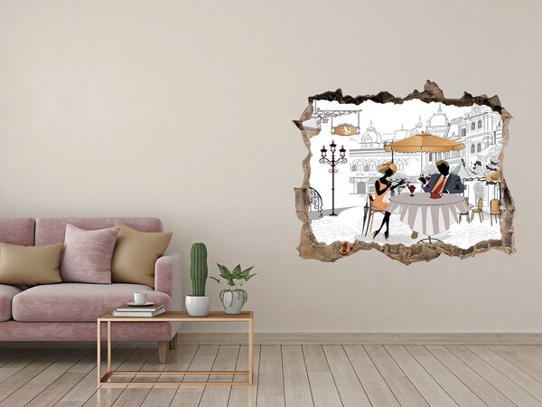 Díra 3D fototapeta nálepka Kaviareň v európskom štýle