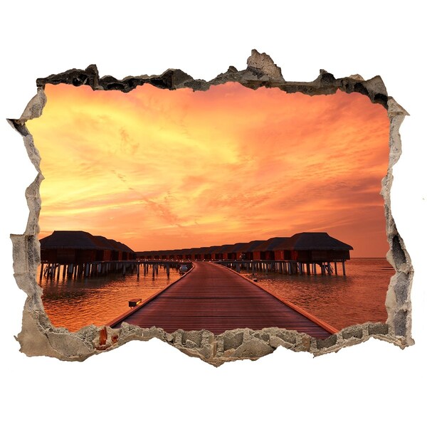Nálepka fototapeta 3D Bungalovy maledivy