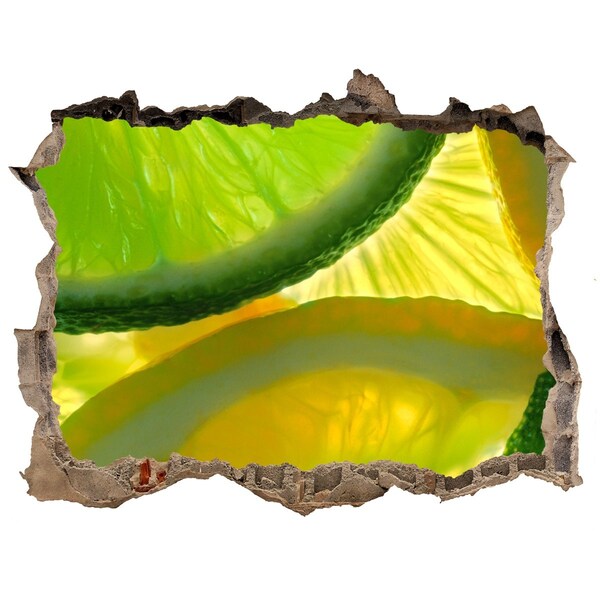 Nálepka díra na zeď Zelené vápno v diere v stene