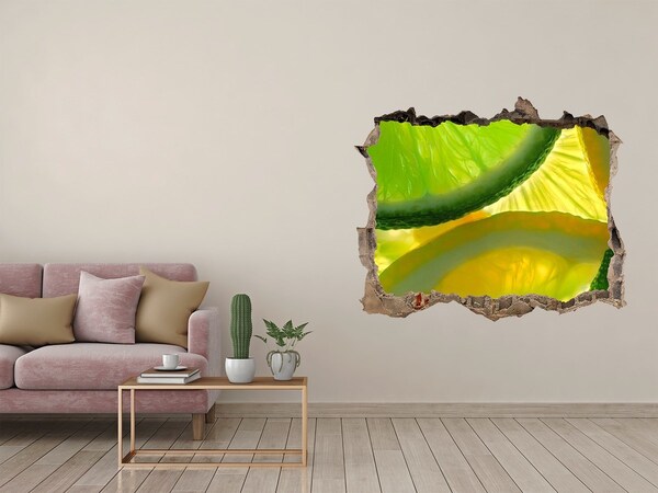 Nálepka díra na zeď Zelené vápno v diere v stene