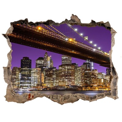 Fototapeta díra na zeď 3D Manhattan v noci