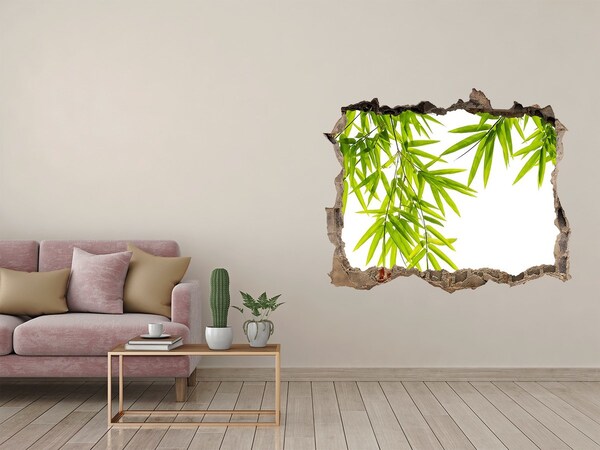 Samolepící díra nálepka Zelený bambus cez dieru v stene