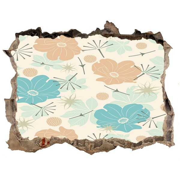 3D díra na zeď Kvetinový vzor na stene