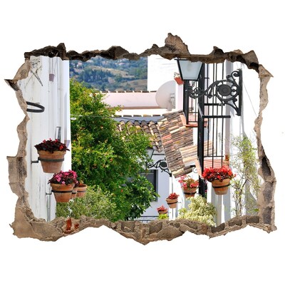 Fototapeta díra na zeď 3D Očarujúca ulica v bielej dedine