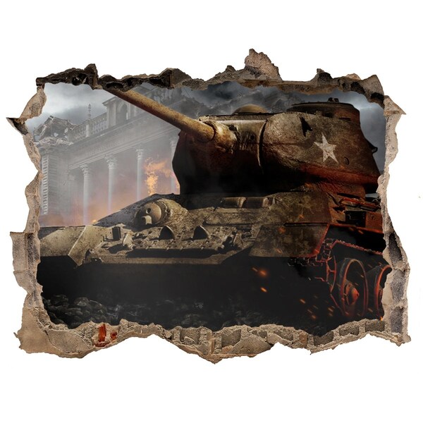 Fototapeta díra na zeď Tank v ruinách mesta