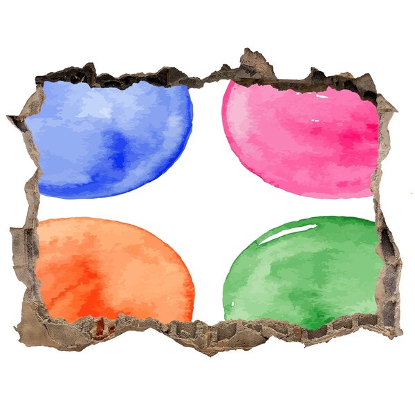 Fotoobraz díra na stěnu Farebné gule v diere v stene