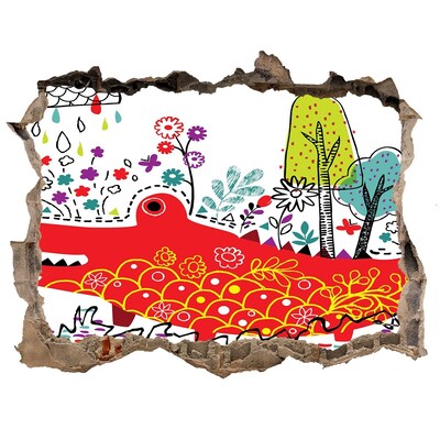 Samolepící nálepka Krokodíl v farebnej krajine