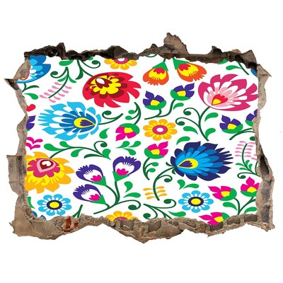 3D díra na zeď Kvetinový vzor na stene