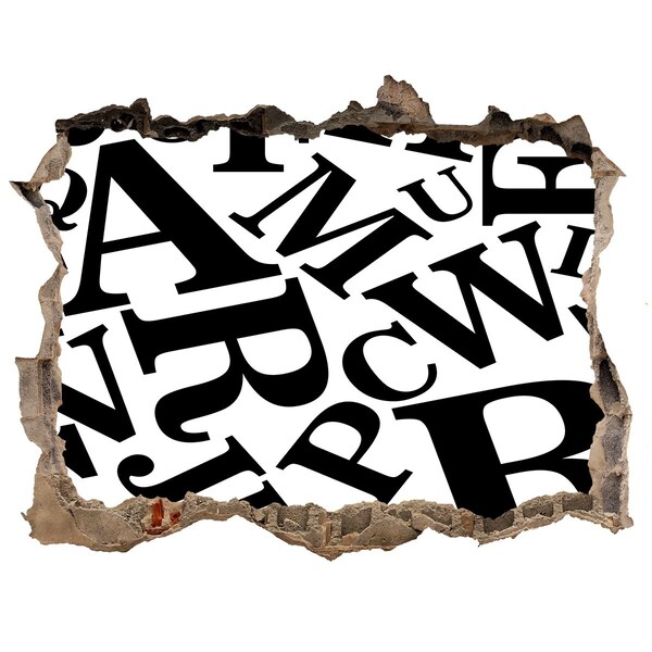 Fotoobraz díra na stěnu Rozbité písmená na stene