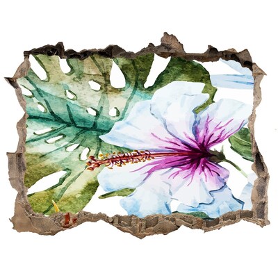 3D díra nálepka Havajské kvety