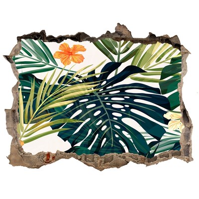 3D díra nálepka Tropický raj medzi listami