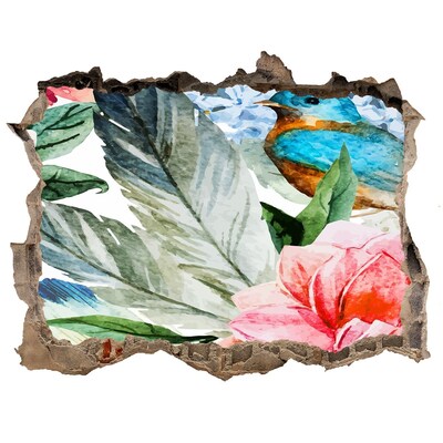 Díra 3D fototapeta nástěnná Tropický raj s vtákom