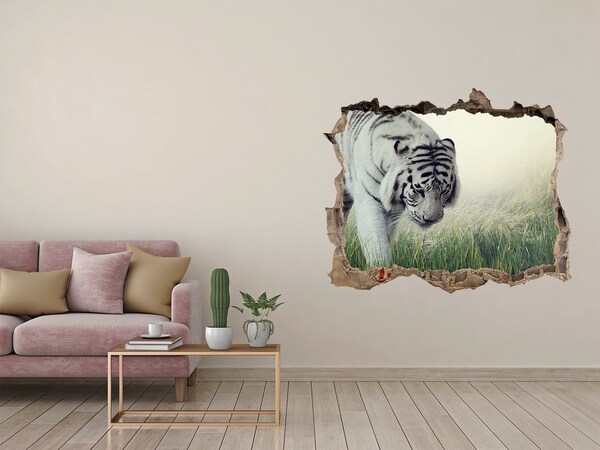 Díra 3D fototapeta nálepka Tiger vo voľnej prírode