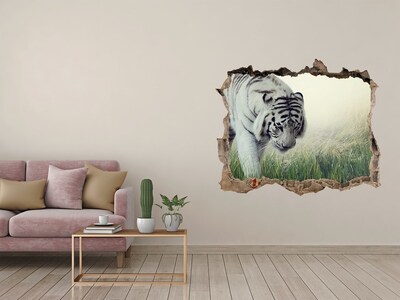 Díra 3D fototapeta nálepka Tiger vo voľnej prírode