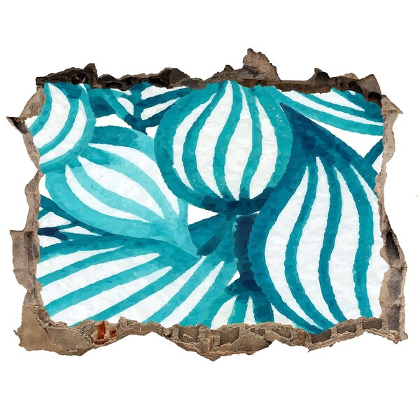 3D díra na zeď Tropické listy v diere v stene