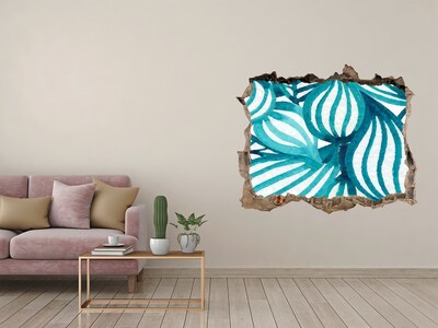 3D díra na zeď Tropické listy v diere v stene