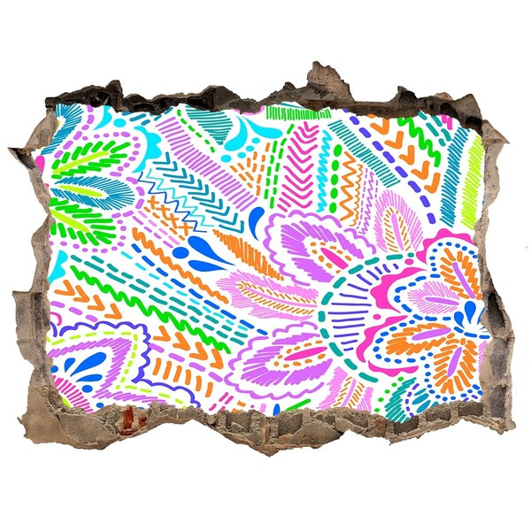 3D díra na zeď Kvetinový vzor v dúhových farbách