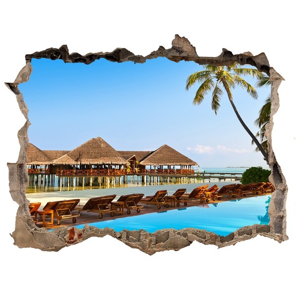 Nálepka fototapeta 3D Tropický raj pri bazéne