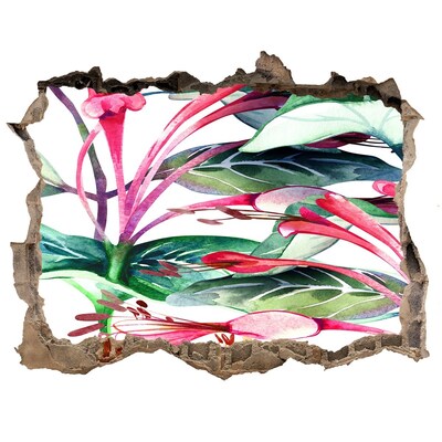 3D díra nálepka Kvetinová záhrada za múrom