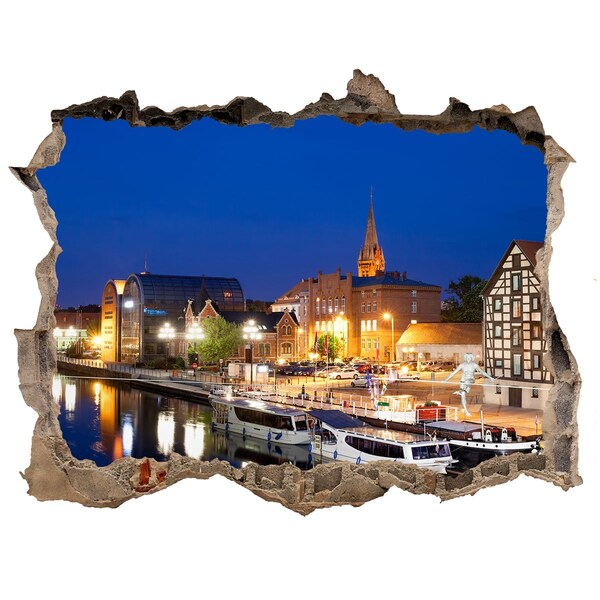 Fototapeta díra na zeď 3D Nočný pohľad na mesto pri rieke