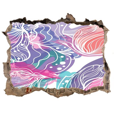 3D díra na zeď Diera v stene Kvetinové vzory