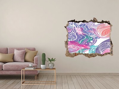 3D díra na zeď Diera v stene Kvetinové vzory