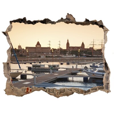 Fototapeta díra na zeď 3D Prístav v zapadajúcom slnku