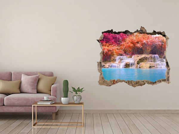 Nálepka fototapeta 3D výhled Vodopád medzi jesennými stromami