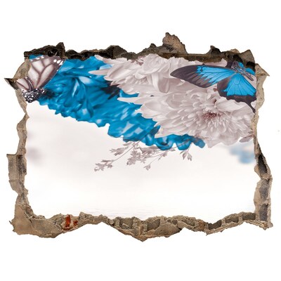 Samolepící díra na stěnu Kvetinová krajina s motýľmi