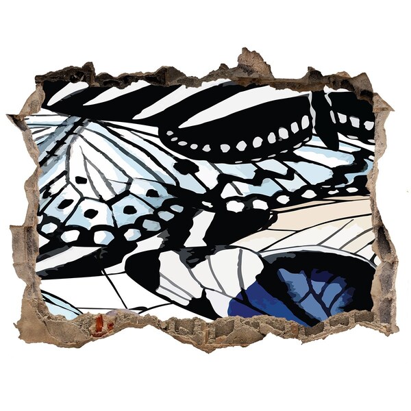 Díra 3D foto tapeta nálepka Motýle v farebnej kompozícii