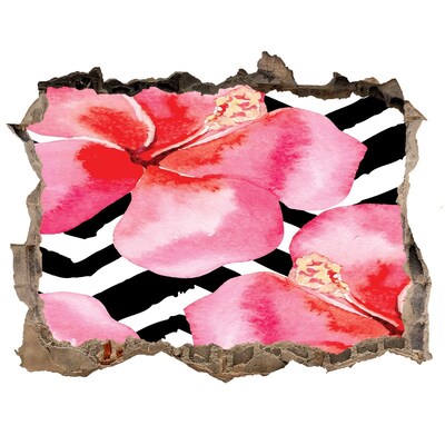 3D díra na zeď Kvetinová diera v stene