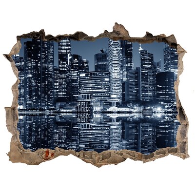 Fototapeta díra na zeď 3D Mesto v noci pri rieke