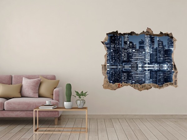 Fototapeta díra na zeď 3D Mesto v noci pri rieke