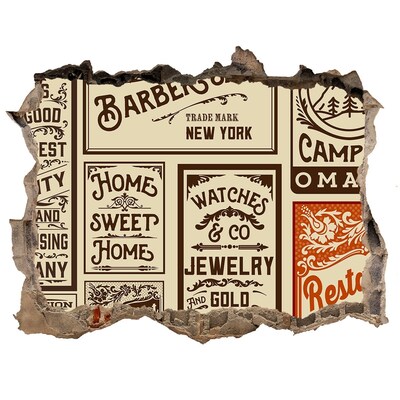 Fototapeta díra na zeď Štýlové vintage plagáty na stene pozadia