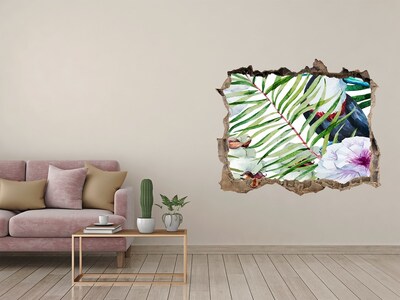 Díra 3D foto tapeta nálepka Tukan tropika