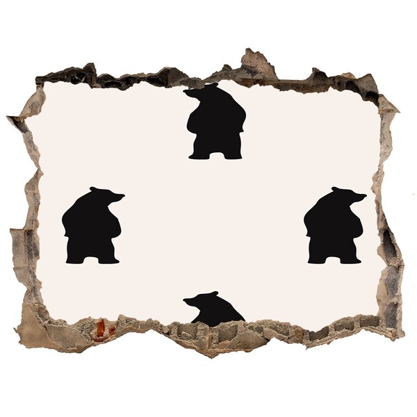 Díra 3D foto tapeta nálepka Čierne medvede pri zničenom múre