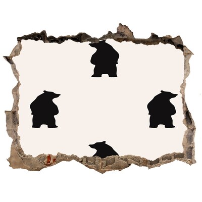 Díra 3D foto tapeta nálepka Čierne medvede pri zničenom múre
